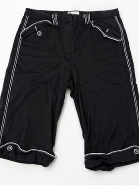 Vintage Y2K Dressbarn Black Capri Pants White Contrast Stitch Cropped Size 12